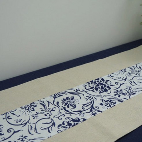 아리코 25 kitchen 동양 린넨 테이블 러너, G(꽃 파도), 30 x 210 cm