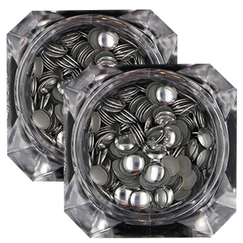 이코디 메탈 네일파츠 서클 4mm, 실버, 2개입