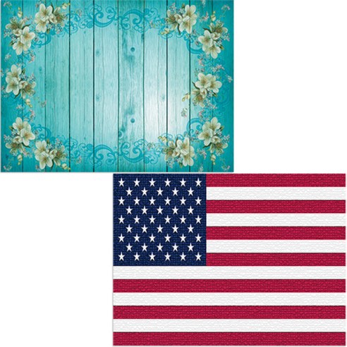 벨라 실리콘 식탁매트 미국국기 + 꽃마루, 혼합 색상, 385 x 285 mm