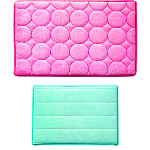 아레스 주방매트 사각 스카이 블루 + 원형, 핑크