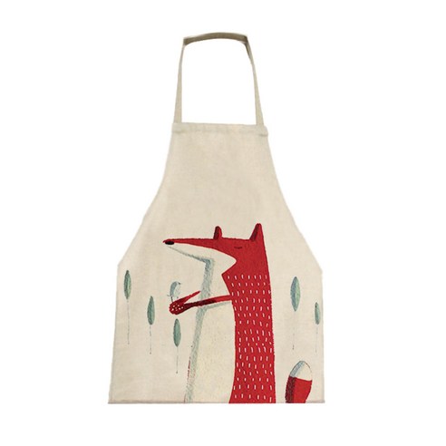 아울리빙 일러스트 폭스 키친 앞치마 56 x 68 cm, D, 1개