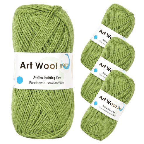 아트울8PLY 울 100% 뜨개실 4p, 8번 연두