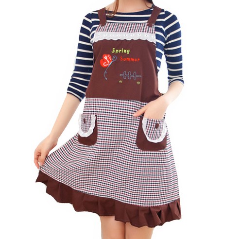이코디 시즌 프릴 앞치마, 브라운, 1개