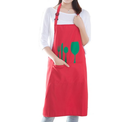 이코디 웨스턴 푸드 앞치마, 레드, 1개