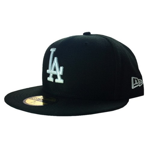 뉴에라 59FIFTY 어센틱 LA 다저스 MLB 모자, 블랙, 1개