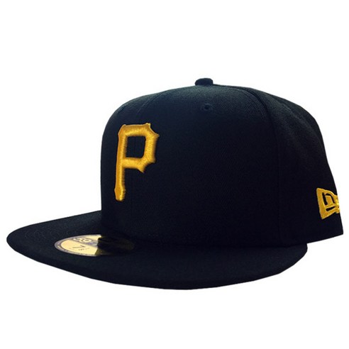 뉴에라 59FIFTY 어센틱 피츠버그 파이어리츠 MLB 모자, 블랙(옐로우로고)