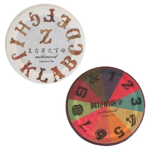 라이프포인트 레트로장식 시리즈 마스킹테이프 04레트로영문 세트 15mm x 7m, 04레트로영문, 13숫자, 1세트