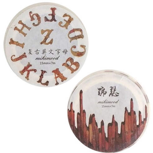 라이프포인트 레트로장식 시리즈 마스킹테이프 04레트로영문 세트 15mm x 7m, 04레트로영문, 15벽, 1세트