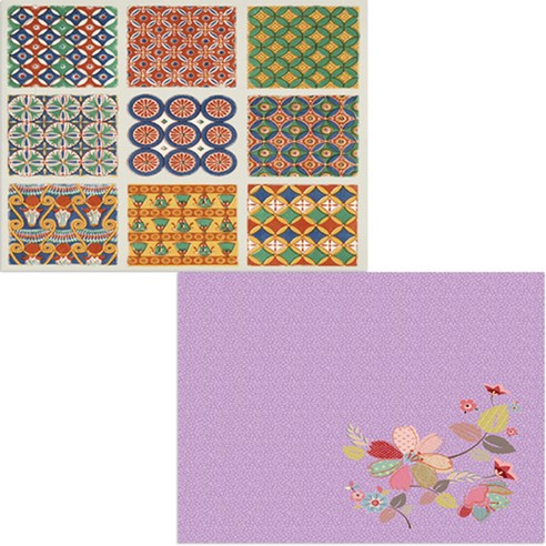 벨라 실리콘 식탁매트 꽃가지2 + 카펫트, 3, 385 x 285 mm, 두께 1 mm