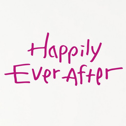1AM 캘리그라피 인테리어 포인트 스티커 Happily Ever After, 분홍