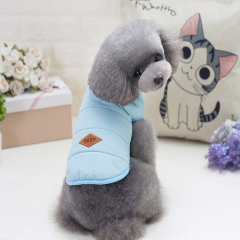 아리코 고양이 & 강아지 클래식 단추 조끼, 블루