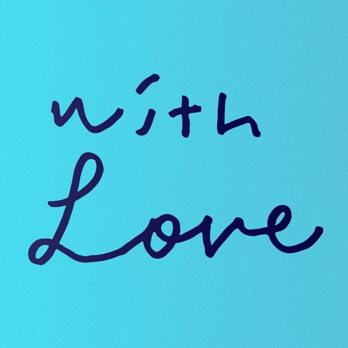 1AM 캘리그라피 인테리어 포인트 스티커 with Love, 군청