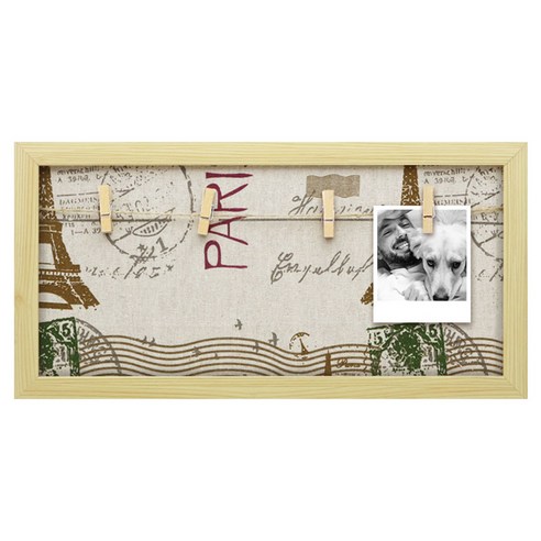 보노키 2 in 4 포토 인테리어 액자 B형 + 나무집게 9p, PARIS WOOD PATTERN