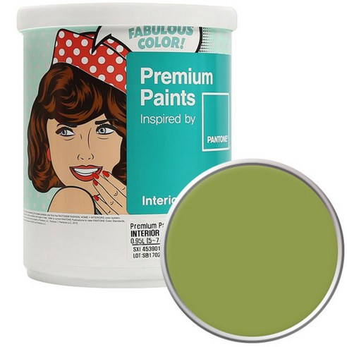 노루페인트 팬톤 내부용 실내벽면 무광 페인트 1L, 16-0439 Spinach Green