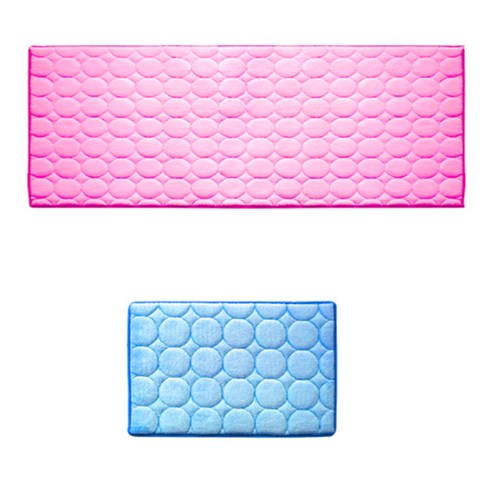 아레스 주방매트 원형 2p, 연핑크, 블루