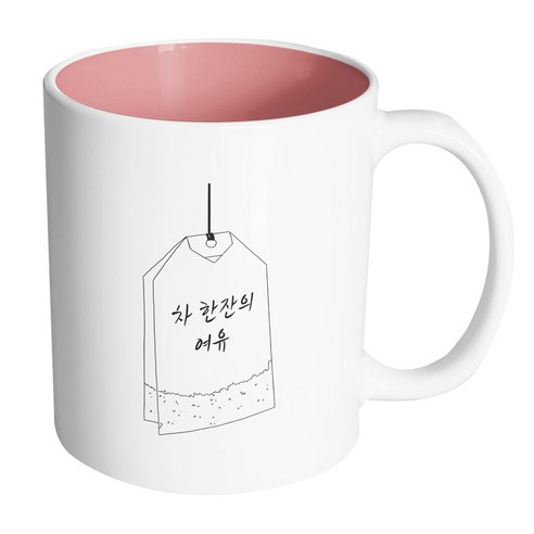 핸드팩토리 아웃라인티백 차한잔의여유 머그컵, 내부(파스텔 핑크), 1개