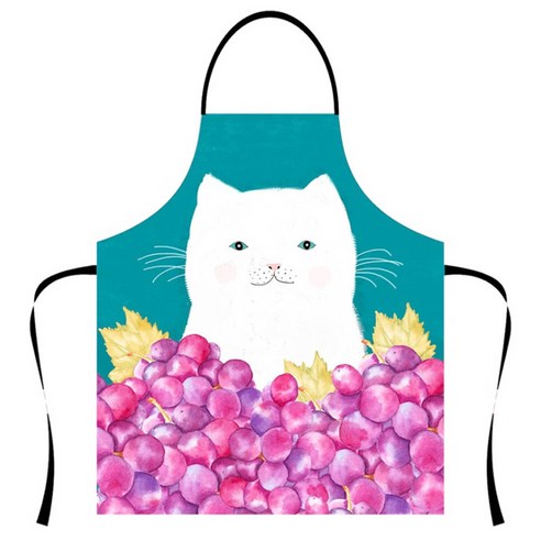 리빙팝 러블리고양이 일러스트 앞치마, A6, 1개