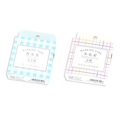 라이프포인트 DIY장식시리즈 마스킹 테이프 15mm 2p 14 블루체크 세트, 14블루체크 + 23멀티체크, 1세트
