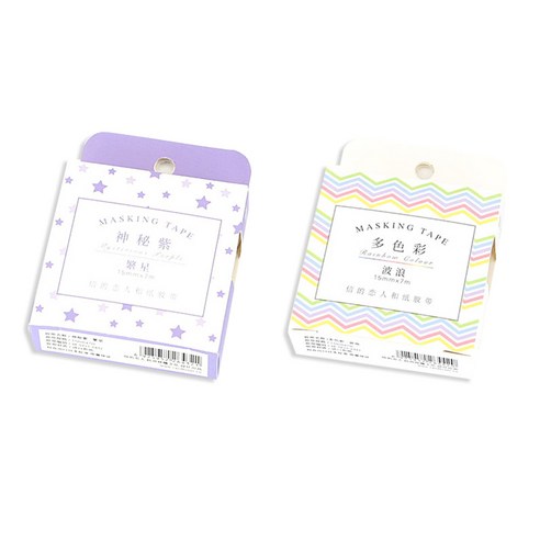 라이프포인트 DIY장식시리즈 마스킹 테이프 15mm 2p 19 퍼플스타 세트, 19퍼플스타 + 24멀티웨이브, 1세트