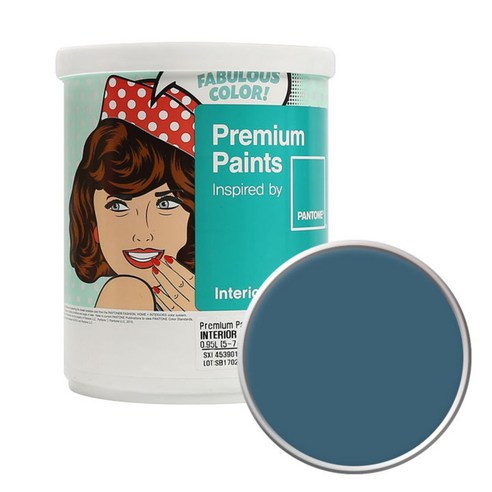 노루페인트 팬톤 내부용 실내벽면페인트 무광 1L, MallardBlue 19-4318
