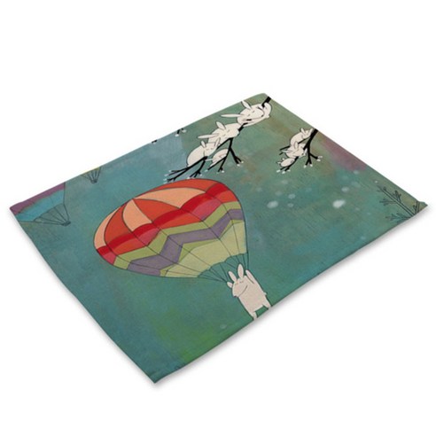 아울리빙 화이트 동물친구들 식탁매트, C, 42 x 32 cm
