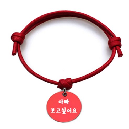 펫츠룩 굿모닝 레드 반려동물 목걸이 S + 알미늄원형 팬던트 M, 레드(아빠보고싶어요), 1개