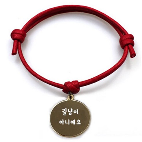 펫츠룩 굿모닝 레드 반려동물 목걸이 S + 메탈원형 팬던트 M, 골드(길냥이아니에요), 1개