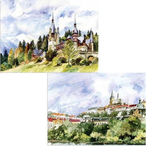벨라 실리콘 식탁매트 도시풍경1 세트, 도시풍경1, 풍경, 385 x 285 mm