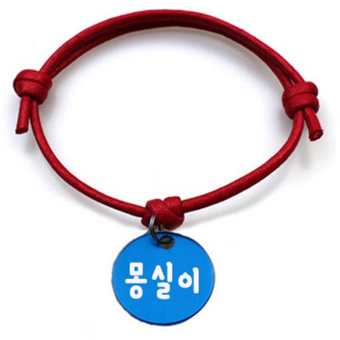 펫츠룩 굿모닝 레드 반려동물 목걸이 S + 알미늄 원형 팬던트 M, 블루(몽실이), 1개