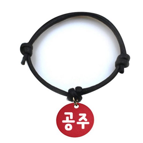 펫츠룩 굿모닝 블랙 반려동물 목걸이 S + 알미늄원형 팬던트 M, 레드(공주), 1개