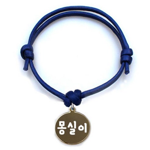애드봉 펫츠룩 굿모닝 블루 반려동물 목걸이 S + 메탈원형 팬던트 M, 골드(몽실이), 1개