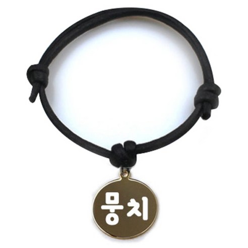 펫츠룩 굿모닝 블랙 반려동물 목걸이 S + 메탈원형 팬턴트 M, 골드(뭉치), 1개