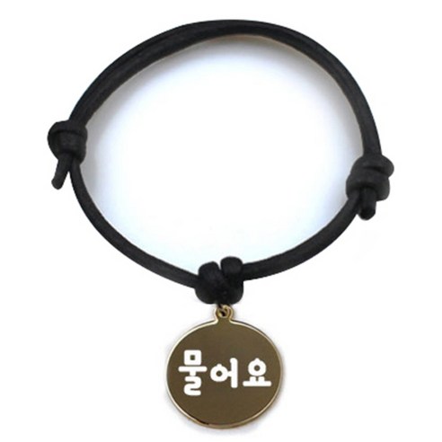 펫츠룩 굿모닝 블랙 반려동물 목걸이 S + 메탈원형 팬턴트 M, 골드(물어요), 1개