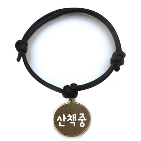 펫츠룩 굿모닝 블랙 반려동물 목걸이 S + 메탈원형 팬턴트 M, 골드(산책중), 1개