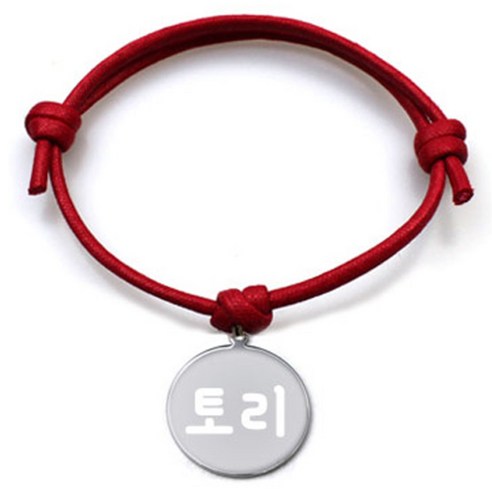 펫츠룩 굿모닝 레드 반려견 목걸이 M + 메탈원형 팬던트 S, 실버(토리), 1개