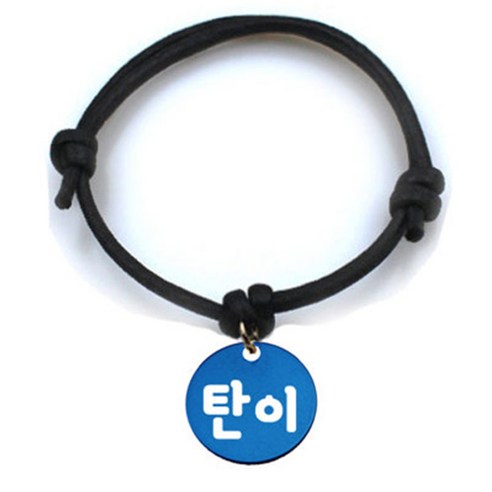 펫츠룩 굿모닝 블랙 반려동물 목걸이 S + 알미늄원형 팬던트 M, 블루(탄이), 1개