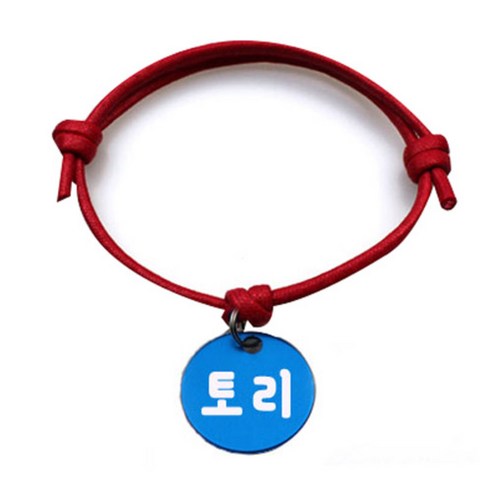 펫츠룩 굿모닝 레드 반려동물 목걸이 M + 알미늄원형 팬던트 M, 블루(토리), 1개