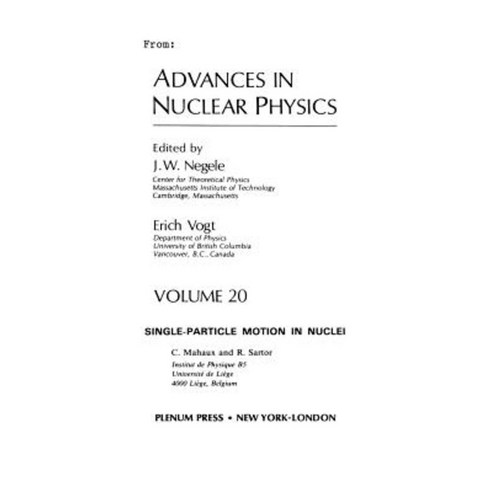 Advances in Nuclear Physics: Volume 20 Paperback, Springer