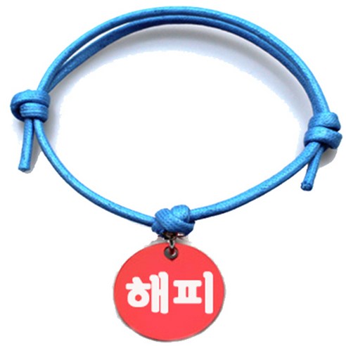 펫츠룩 굿모닝 블루 반려동물 목걸이 M + 원형 팬던트 M, 해피(레드), 1개