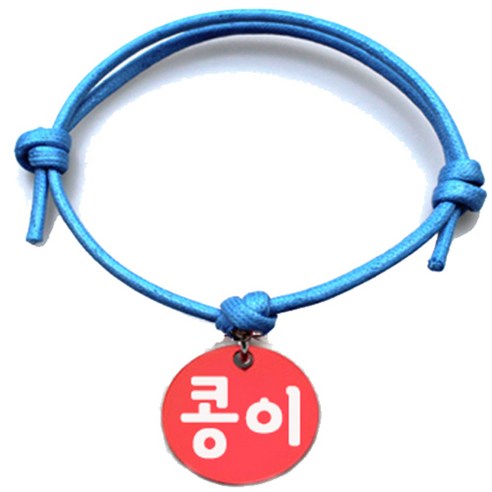 펫츠룩 굿모닝 블루 반려동물 목걸이 M + 원형 팬던트 M, 콩이(레드), 1개