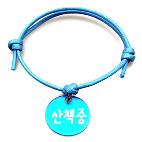 펫츠룩 굿모닝 블루 반려동물 목걸이 M + 알미늄원형 팬던트 M, 블루(산책중), 1개