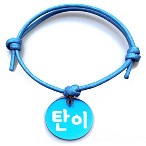 펫츠룩 굿모닝 블루 반려동물 목걸이 M + 알미늄원형 팬던트 S, 블루(탄이), 1개