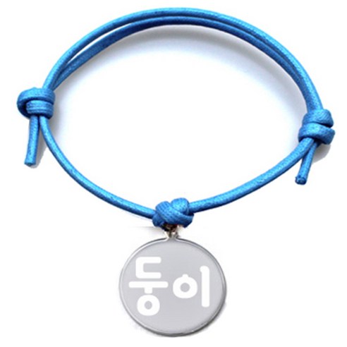 펫츠룩 굿모닝 블루 반려동물 목걸이 M + 메탈원형 팬던트 M, 실버(둥이), 1개