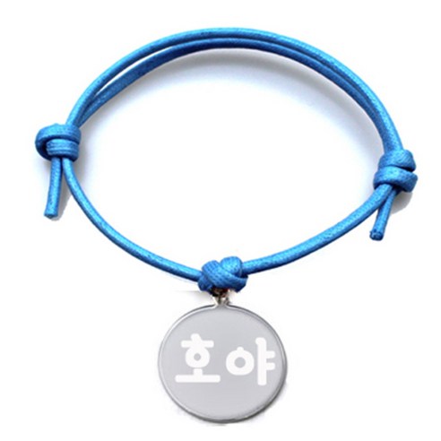 펫츠룩 굿모닝 블루 반려동물 목걸이 M + 원형 팬던트 S, 실버(호야), 1개
