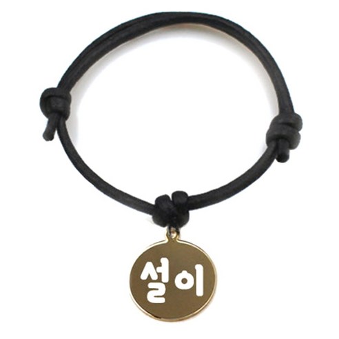 펫츠룩 굿모닝 블랙 반려동물 목걸이 M + 메탈원형 팬던트 S, 골드(설이), 1개