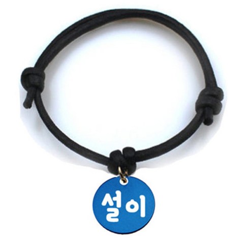 펫츠룩 굿모닝 블랙 반려동물 목걸이 M + 알미늄원형 팬던트 M, 블루(설이), 1개