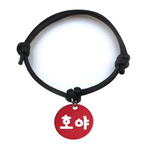 펫츠룩 굿모닝 블랙 반려동물 목걸이 M + 알미늄원형 팬던트 M, 레드(호야), 1개