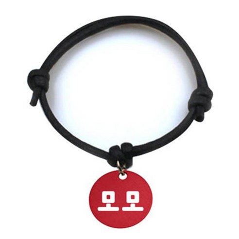 펫츠룩 굿모닝 블랙 반려동물 목걸이 M + 알미늄원형 팬던트 M, 레드(모모), 1개