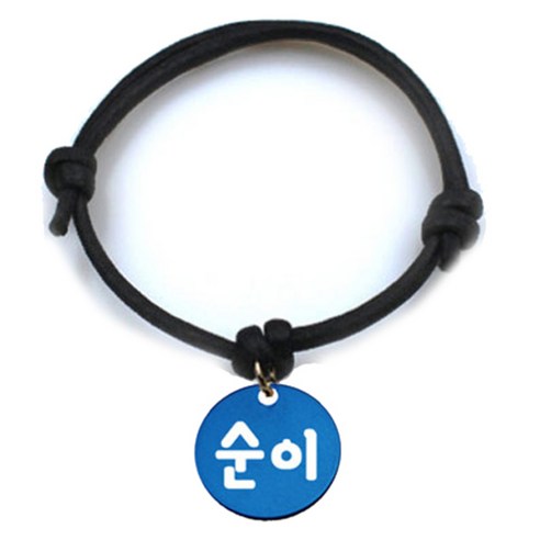 펫츠룩 굿모닝 블랙 반려동물 목걸이 M + 알미늄 원형 팬던트 S, 블루(순이), 1개