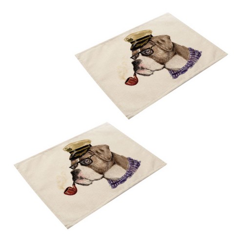 아울리빙 도그 앤 캣 식탁매트 2p, N, 42 x 32 cm